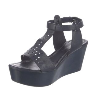 Costume National Platforms T-Strap Lazer Cut Sandals Brown Retail:$624